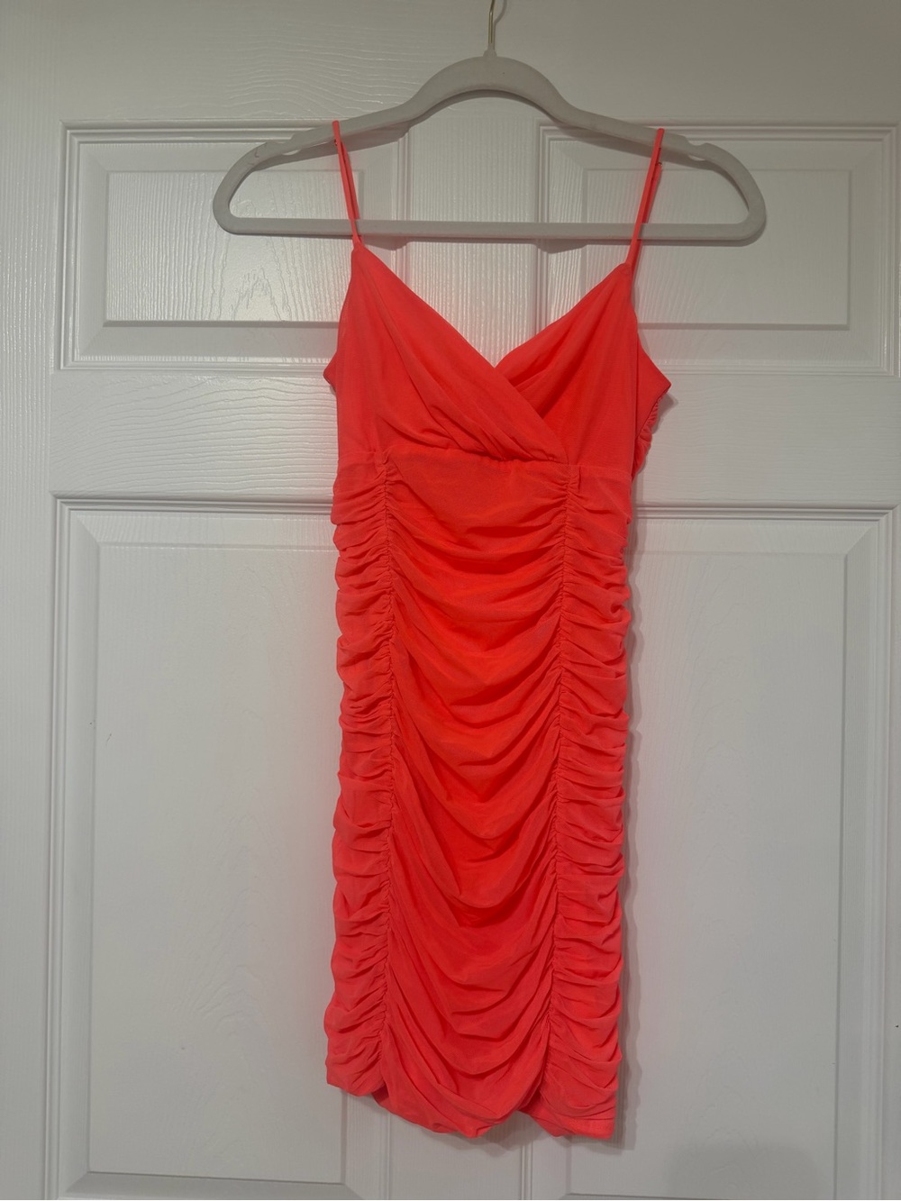 Lucy in the Sky Neon Coral Mesh HOCO dress